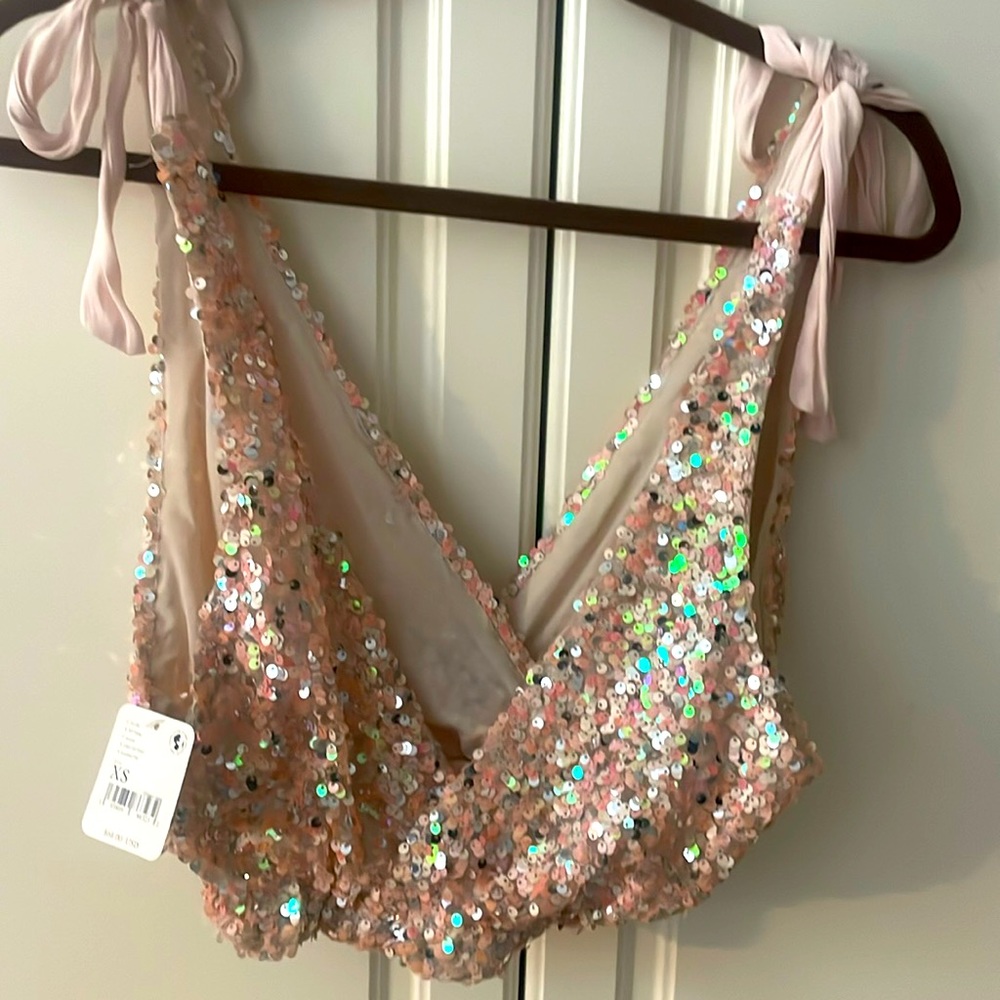 Free people pink sequin top